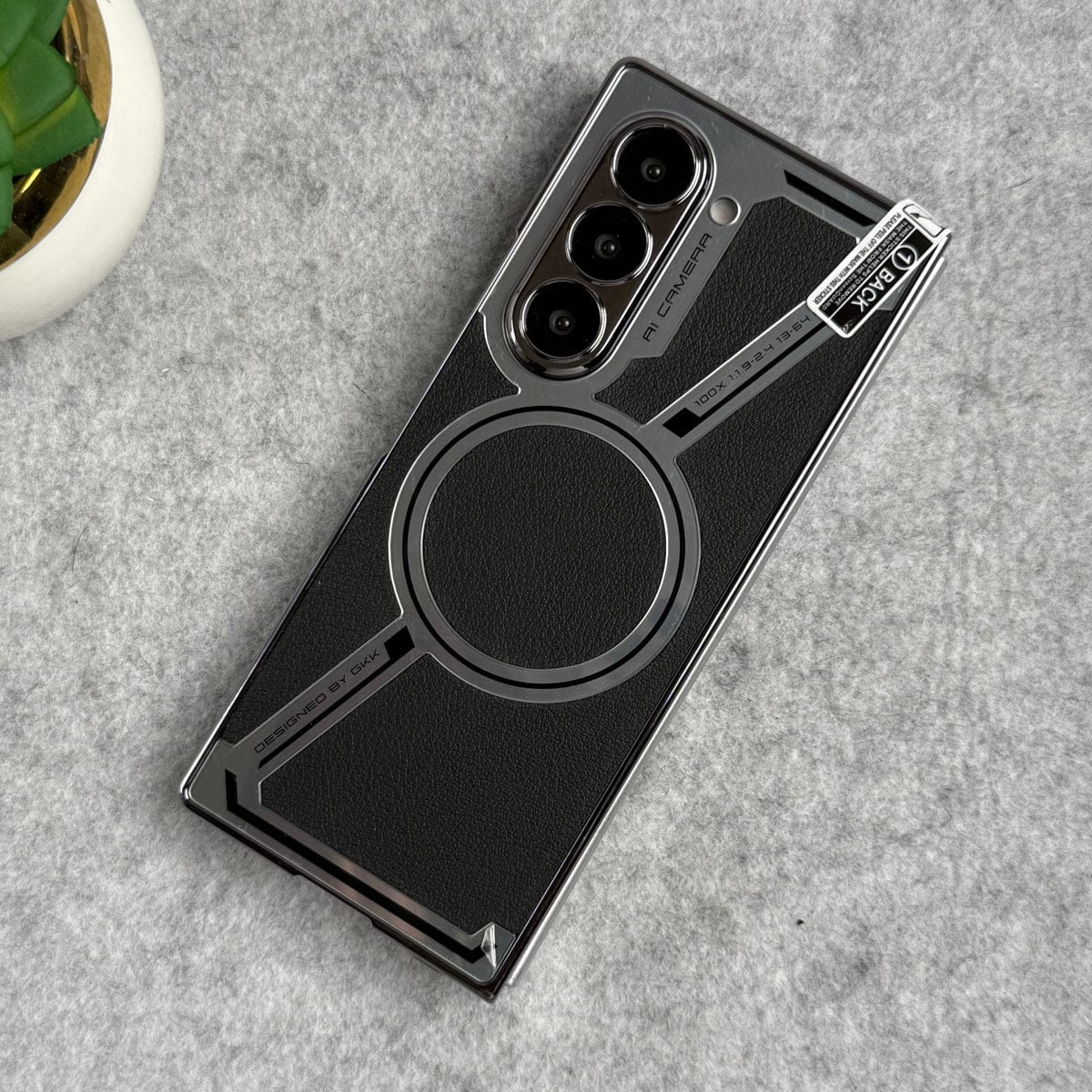 Samsung Galaxy Z Fold 6 Z Shape Electroplated Magnetic PU Leather Wireless Charging Case Cover