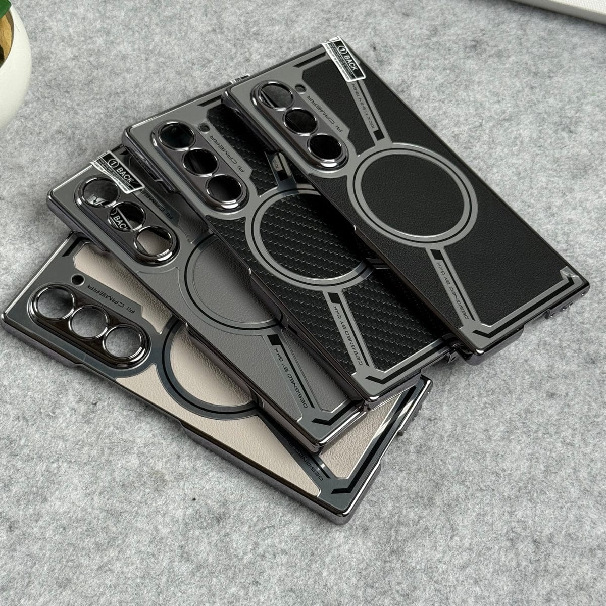 Samsung Galaxy Z Fold 6 Z Shape Electroplated Magnetic PU Leather Wireless Charging Case Cover