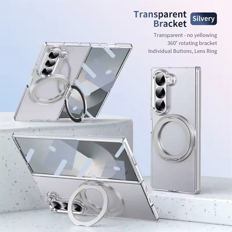 Samsung Galaxy Z Fold 7 Transparent 360°Rotating Magnetic Holder Case Cover
