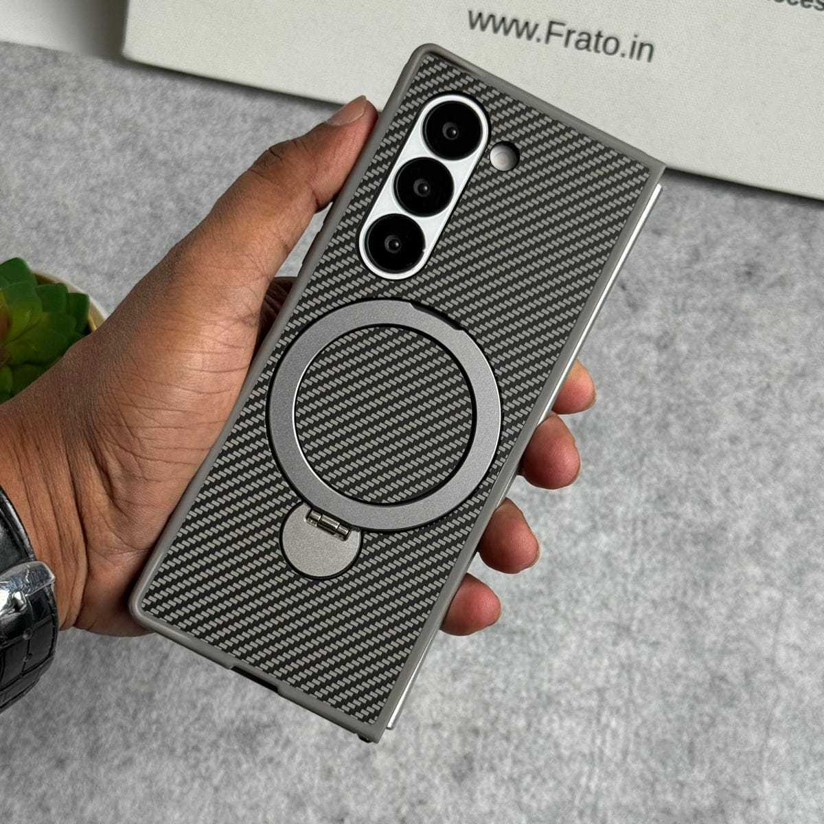 Samsung Galaxy Z fold 7 Premium Carbon Fiber Texture MagSafe Magnetic Stand Case Cover