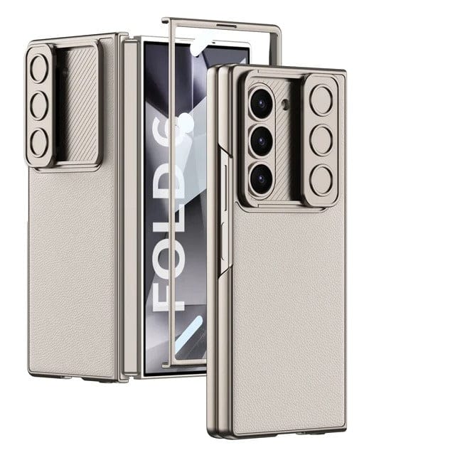 Samsung Galaxy Z Fold 6 Leather Cover With Camera Protective Shetter