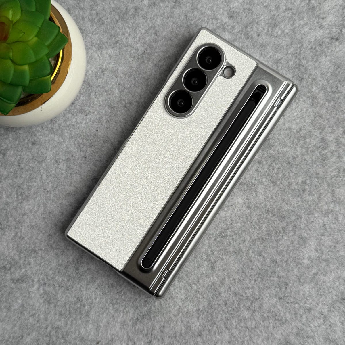Samsung Galaxy Z Fold 5 Leather Plating front Glass Protection Hinge Case Folding Cover