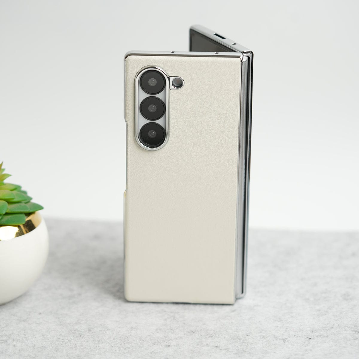 Samsung Galaxy Z Fold 7 Glossy Chrome Plated PU Leather Skin Case Cover