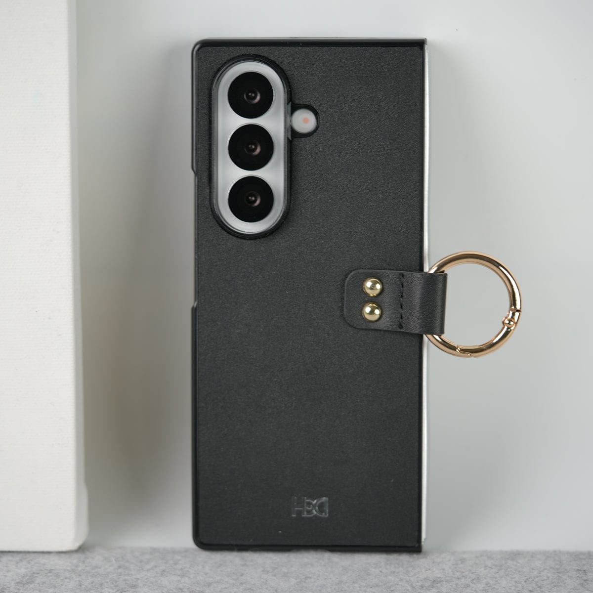 Samsung Galaxy Z Fold 7 Matte Finish PU Leather Case Cover With Metal Ring Holder