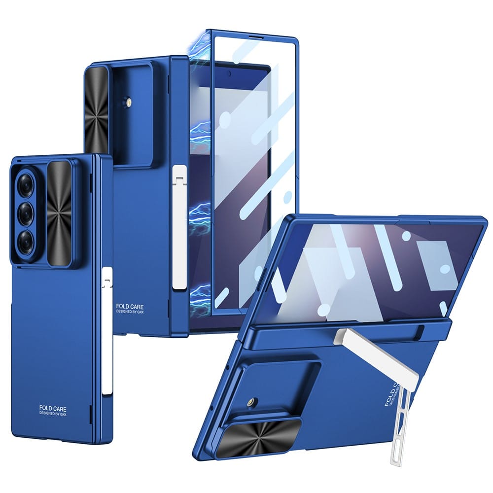Galaxy Z Fold 7 GKK Kickstand Slide Camera Lid Folding PC Phone Cover with Tempered Glass Screen Film