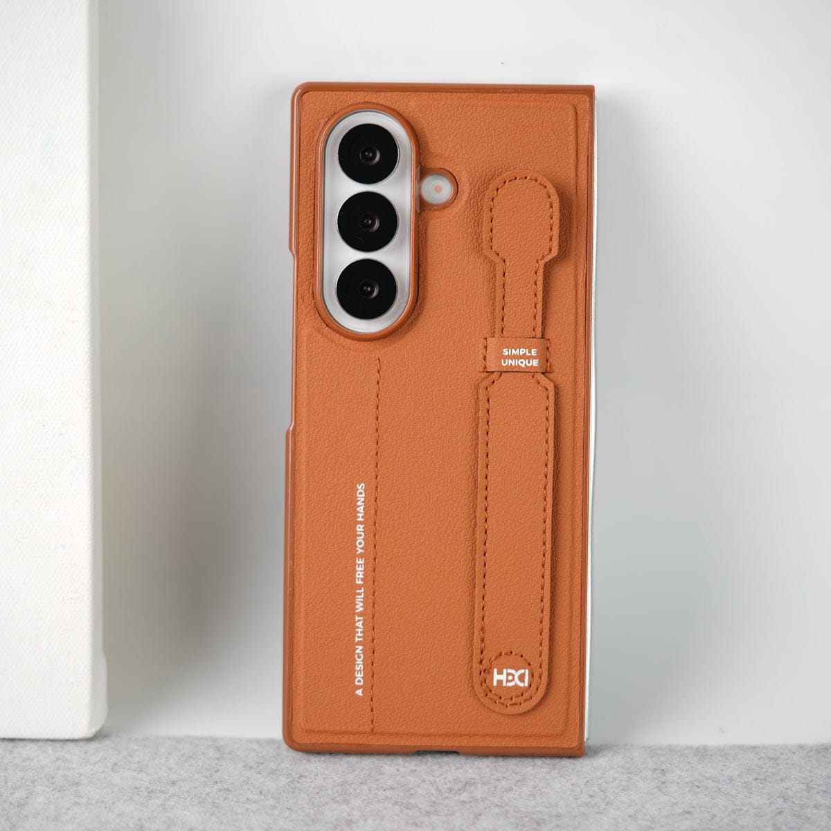 Samsung Galaxy Z Fold 7 PU Leather Grip Holder Case Cover
