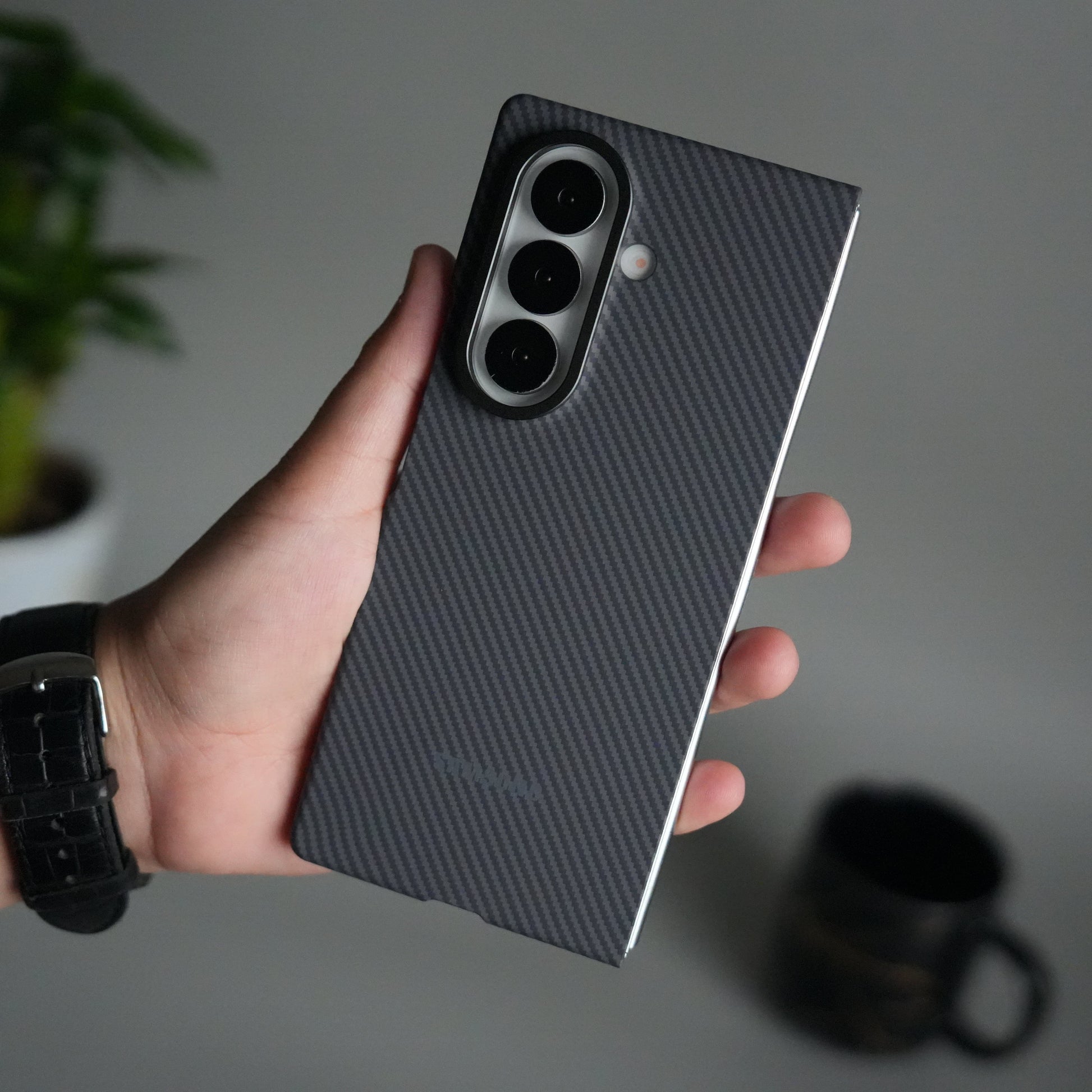 Galaxy Z Fold 7 Carbon Fiber Texture Back Case with Front Membrane | Ultra-Thin Protective Cover