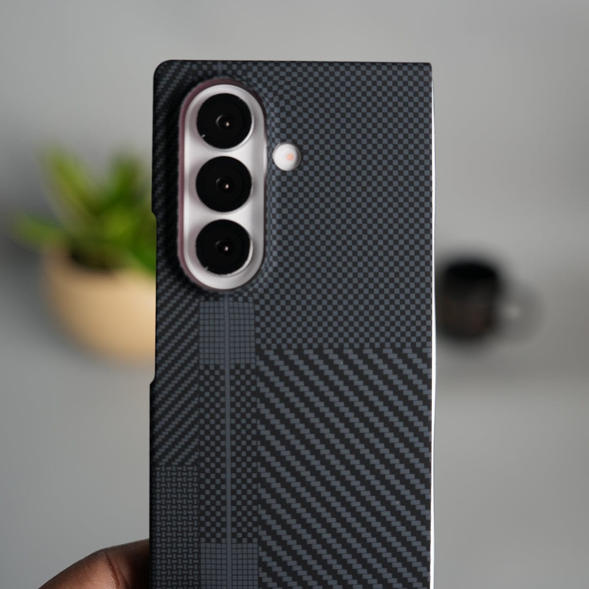 Galaxy Z Fold 7 Carbon Fiber Texture Design Hard Pc MagSafe Case Cover BlackMix Design
