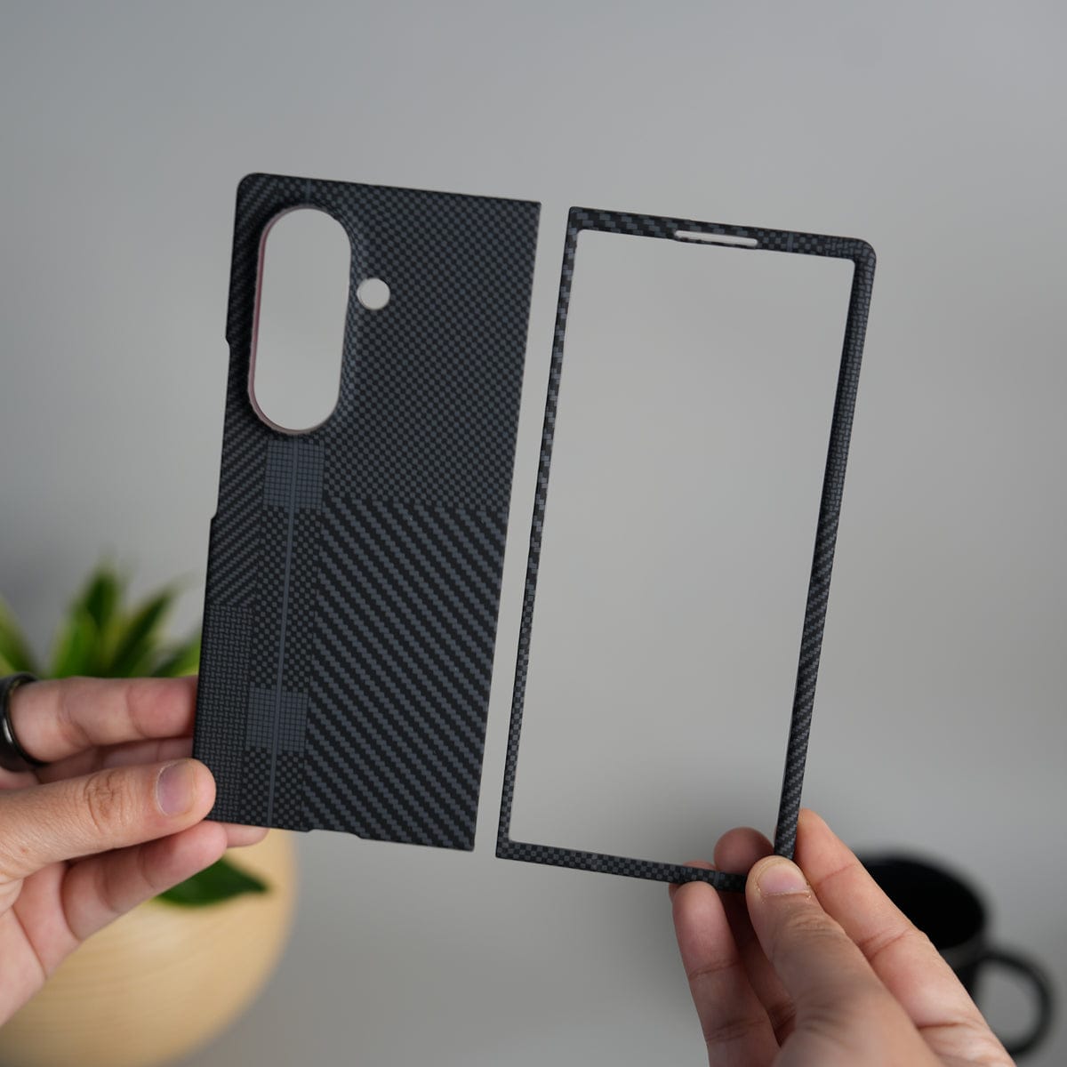 Galaxy Z Fold 7 Carbon Fiber Texture Design Hard Pc MagSafe Case Cover BlackMix Design