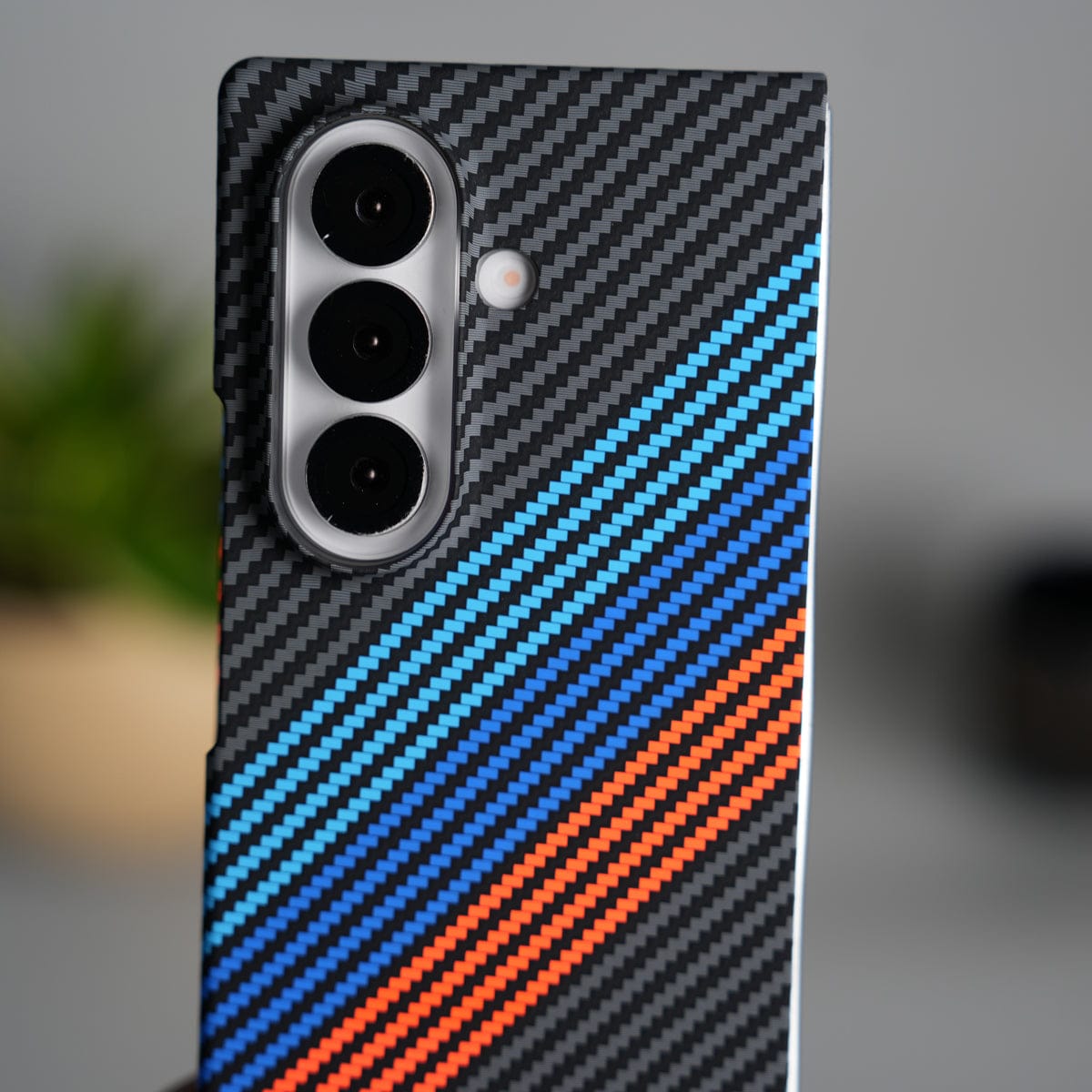 Galaxy Z Fold 6 Carbon Fiber Texture Design Hard Pc MagSafe Case Cover BlueOrangeLine Design