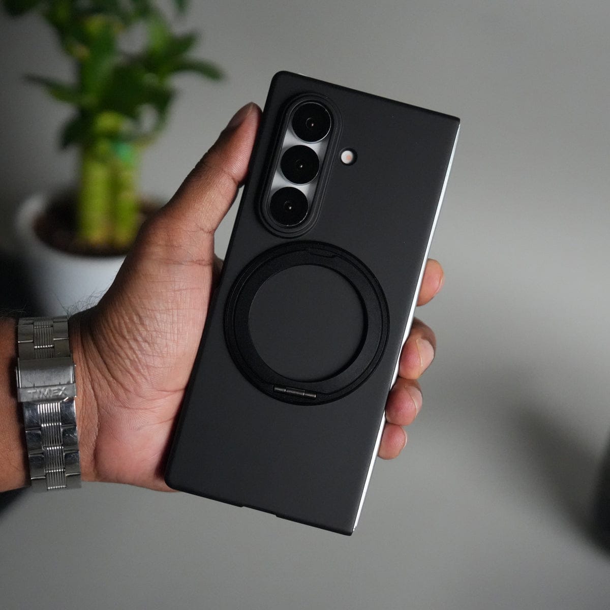 Galaxy Z Fold 7 Case | 360° Rotating Stand + Front Glass Cover