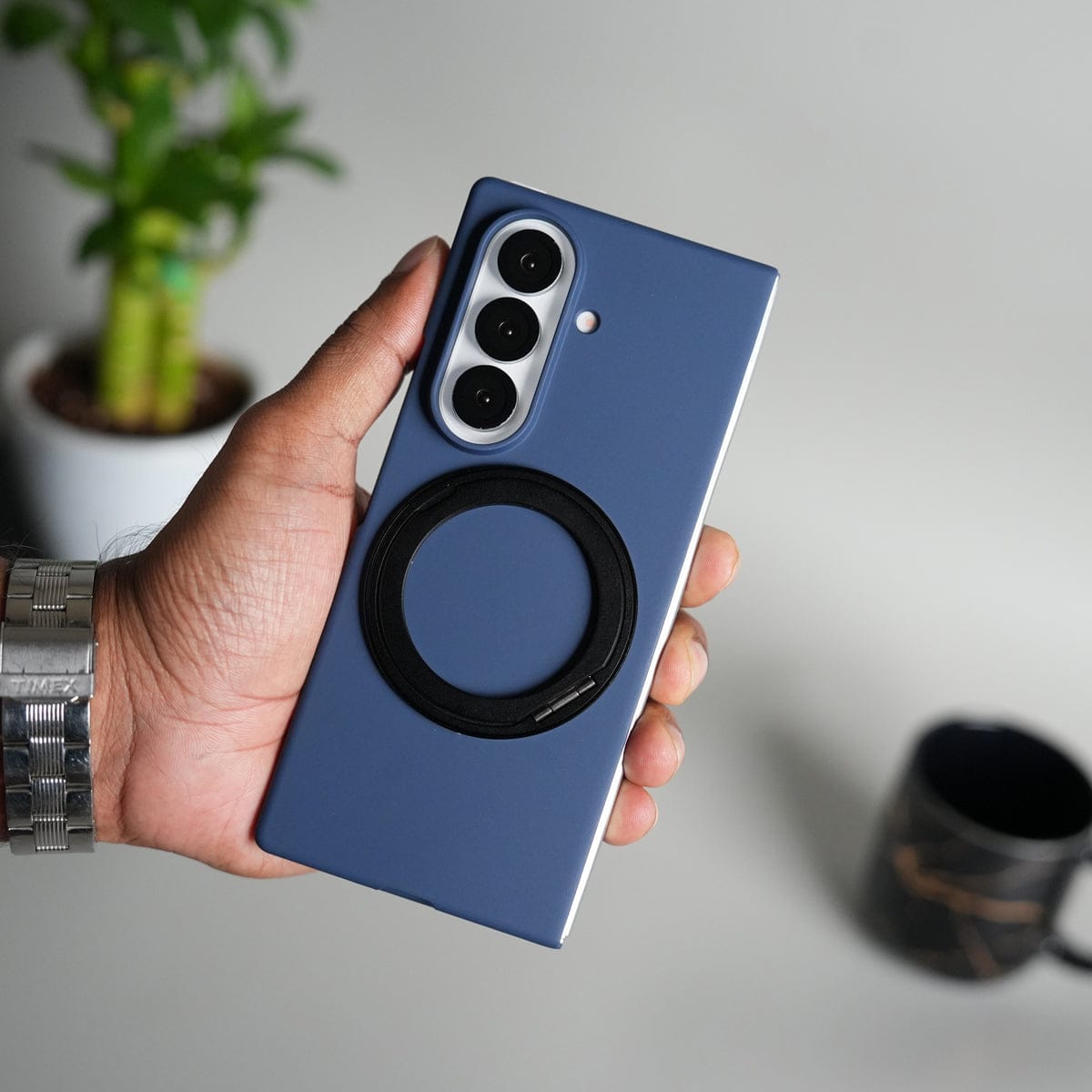 Galaxy Z Fold 7 Case | 360° Rotating Stand + Front Glass Cover
