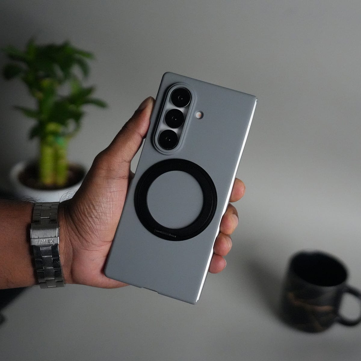 Galaxy Z Fold 5 Case | 360° Rotating Stand + Front Glass Cover