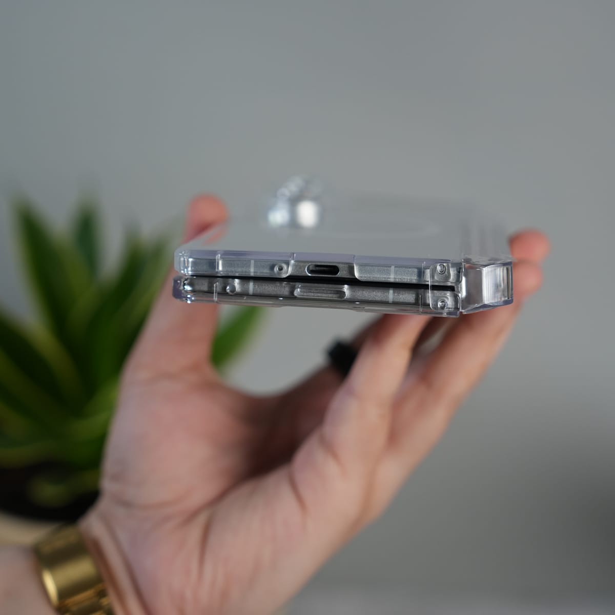 Galaxy Z Fold 7 Clear MagSafe Case with S Pen Holder, Kickstand & Hinge Protection | Transparent Shockproof Cover