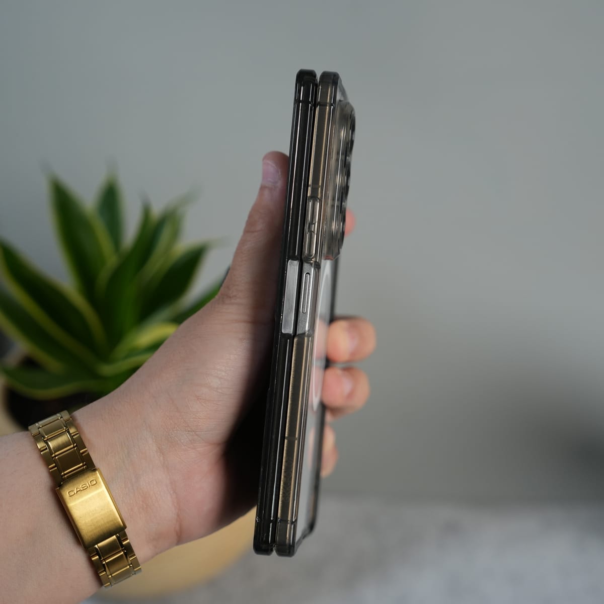 Galaxy Z Fold 7 Clear MagSafe Case with S Pen Holder, Kickstand & Hinge Protection | Transparent Shockproof Cover