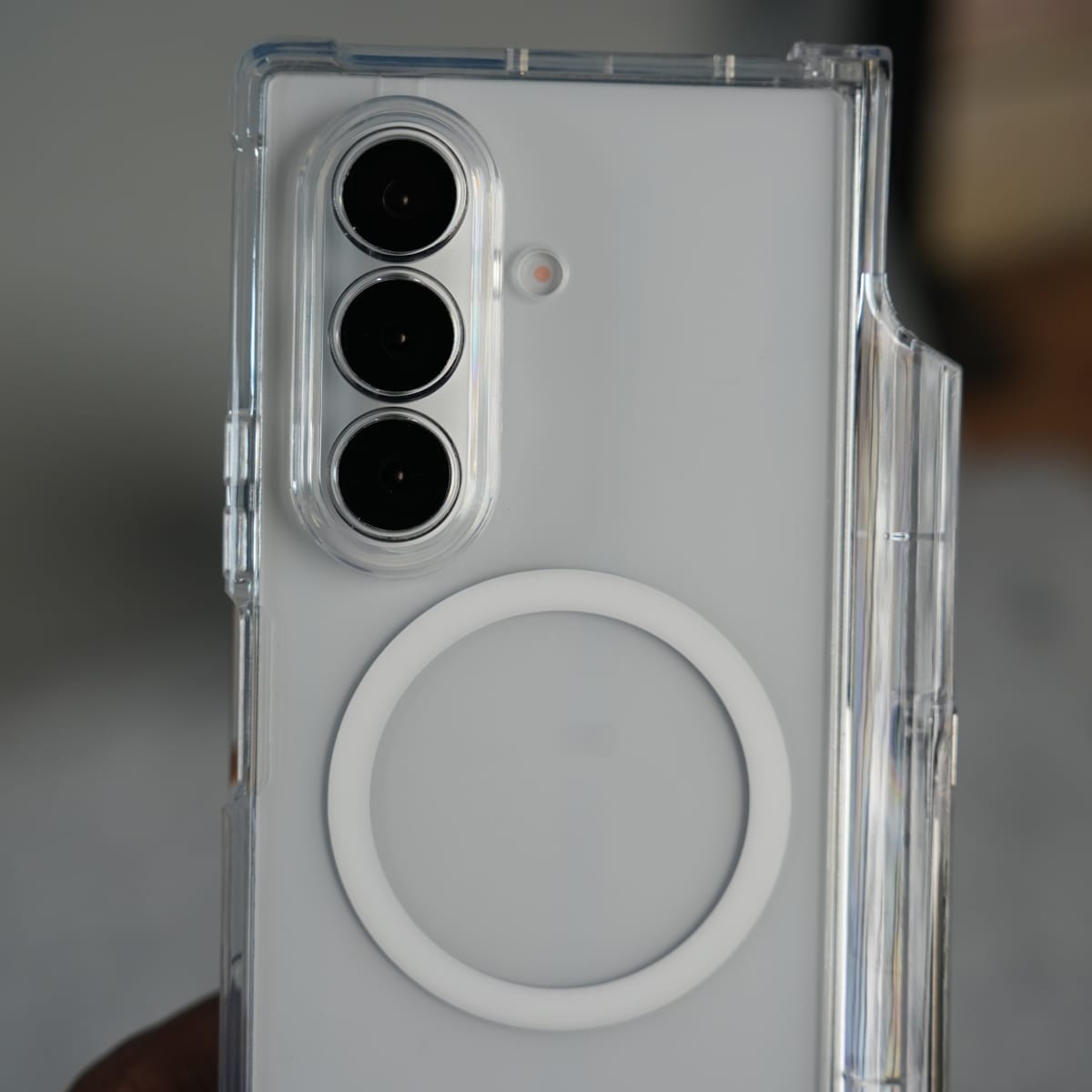 Galaxy Z Fold 7 Clear MagSafe Case with S Pen Holder, Kickstand & Hinge Protection | Transparent Shockproof Cover