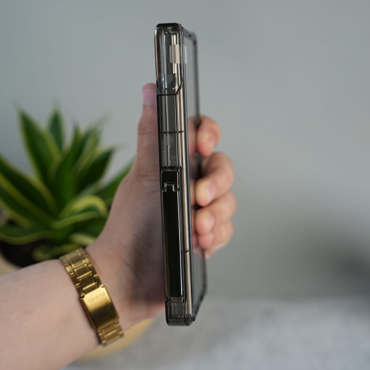 Galaxy Z Fold 7 Clear MagSafe Case with S Pen Holder, Kickstand & Hinge Protection | Transparent Shockproof Cover