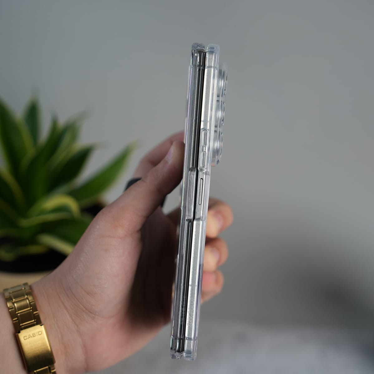 Galaxy Z Fold 7 Clear MagSafe Case with S Pen Holder, Kickstand & Hinge Protection | Transparent Shockproof Cover