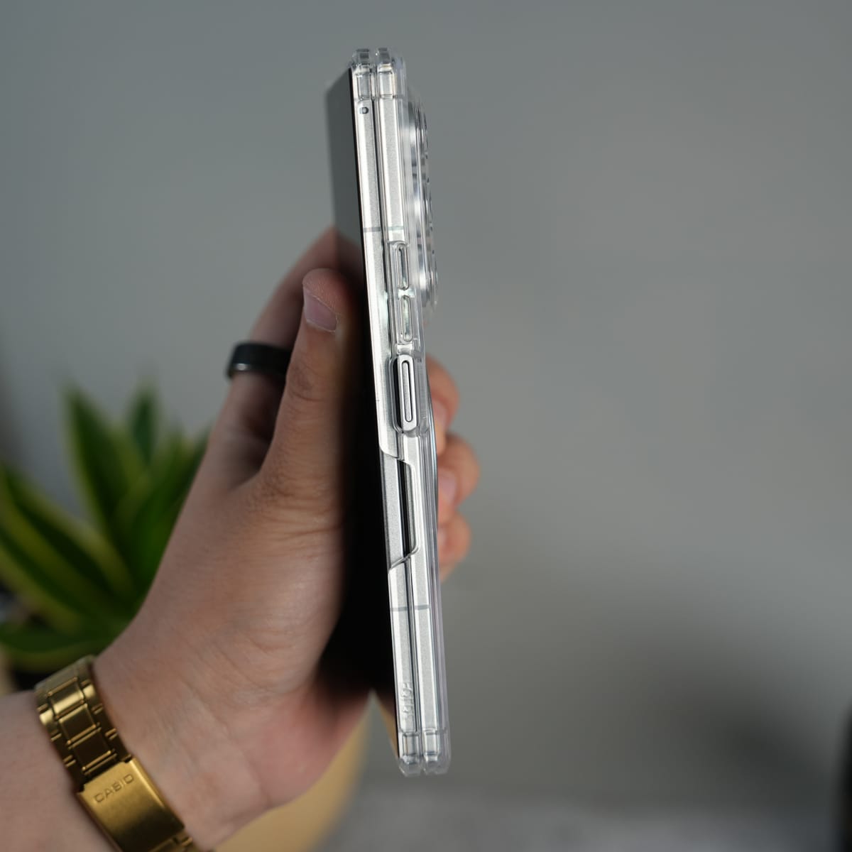 Galaxy Z Fold 7 Clear MagSafe Kickstand Case with Hinge Protection | Transparent Shockproof Slim Cover
