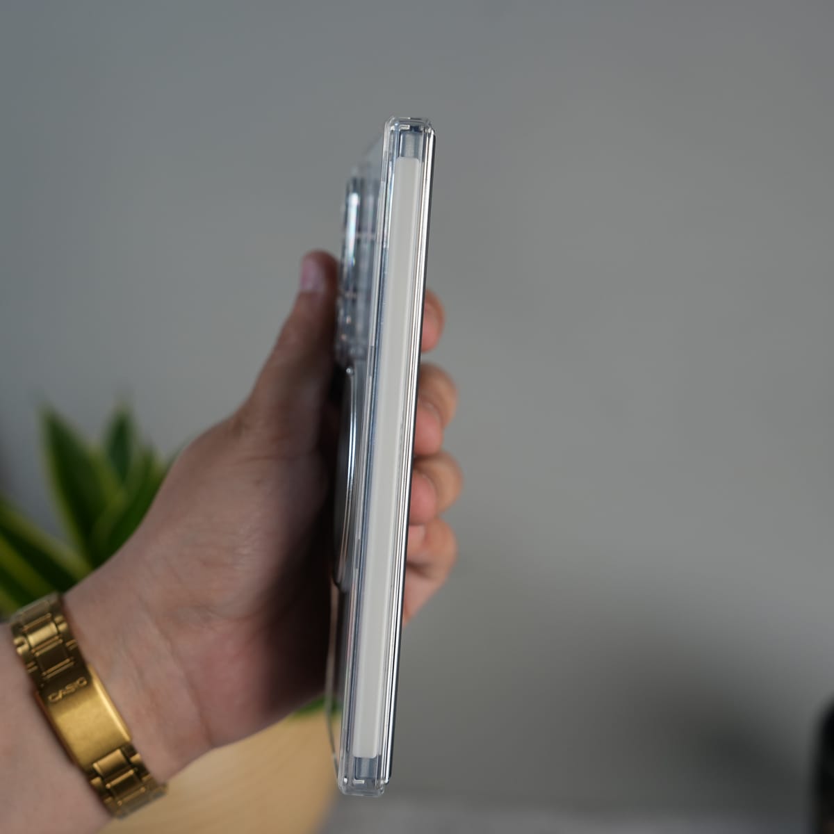 Galaxy Z Fold 7 Clear MagSafe Kickstand Case with Hinge Protection | Transparent Shockproof Slim Cover