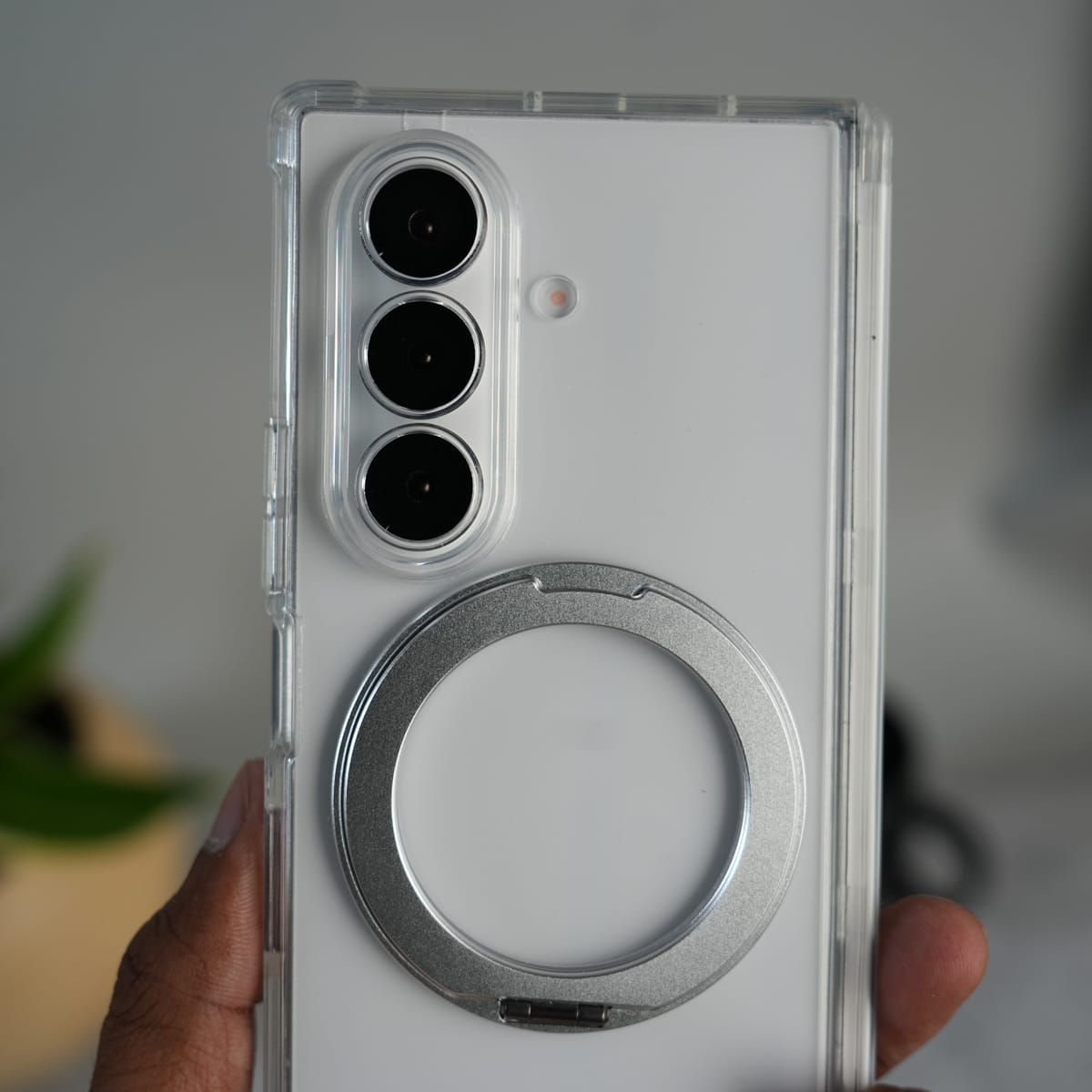 Galaxy Z Fold 7 Clear MagSafe Kickstand Case with Hinge Protection | Transparent Shockproof Slim Cover