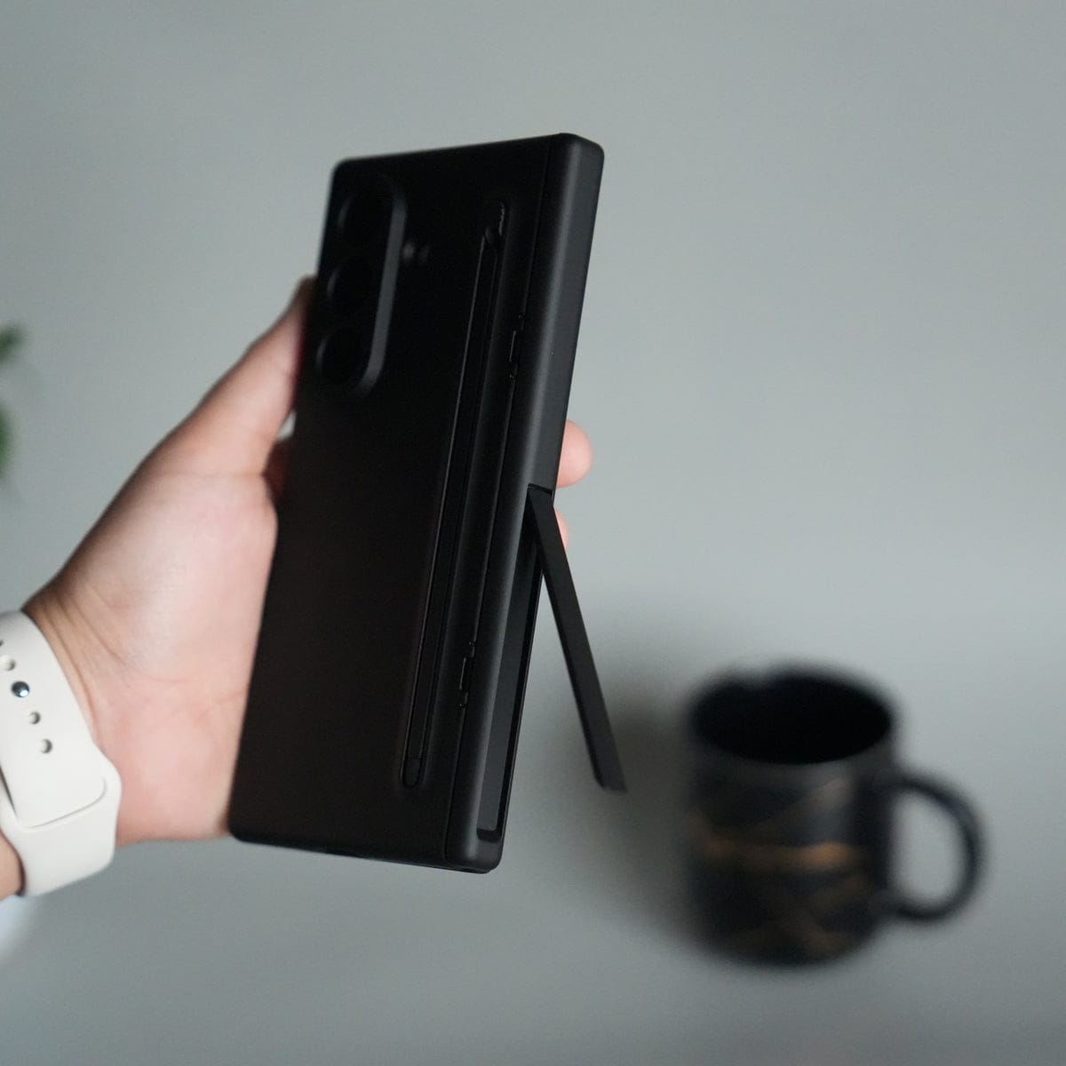 Galaxy Z Fold 7 ELVEV Hinge Protection Kickstand+Screen Protector Stylus Pen Folding Case Cover
