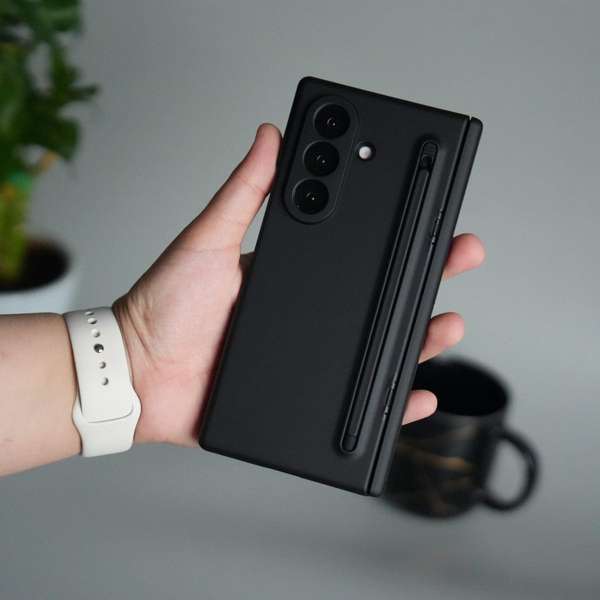 Galaxy Z Fold 7 ELVEV Hinge Protection Kickstand+Screen Protector Stylus Pen Folding Case Cover