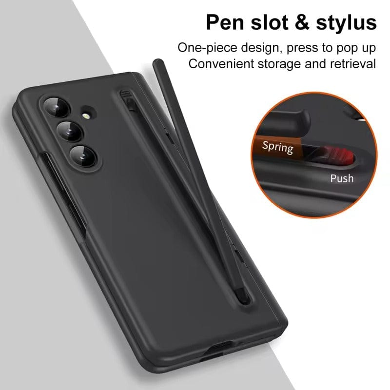 Galaxy Z Fold 7 ELVEV Hinge Protection Kickstand+Screen Protector Stylus Pen Folding Case Cover
