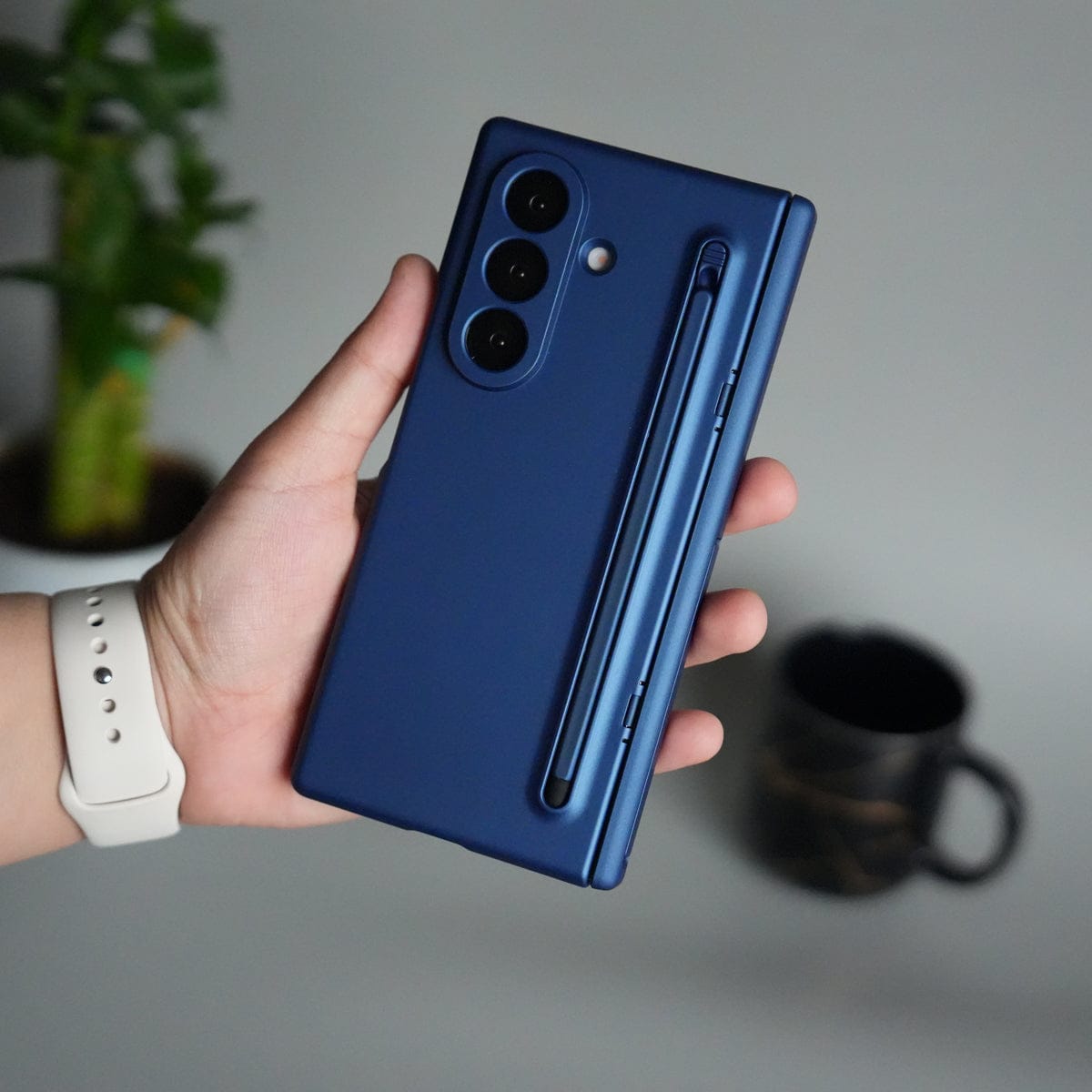 Galaxy Z Fold 7 ELVEV Hinge Protection Kickstand+Screen Protector Stylus Pen Folding Case Cover