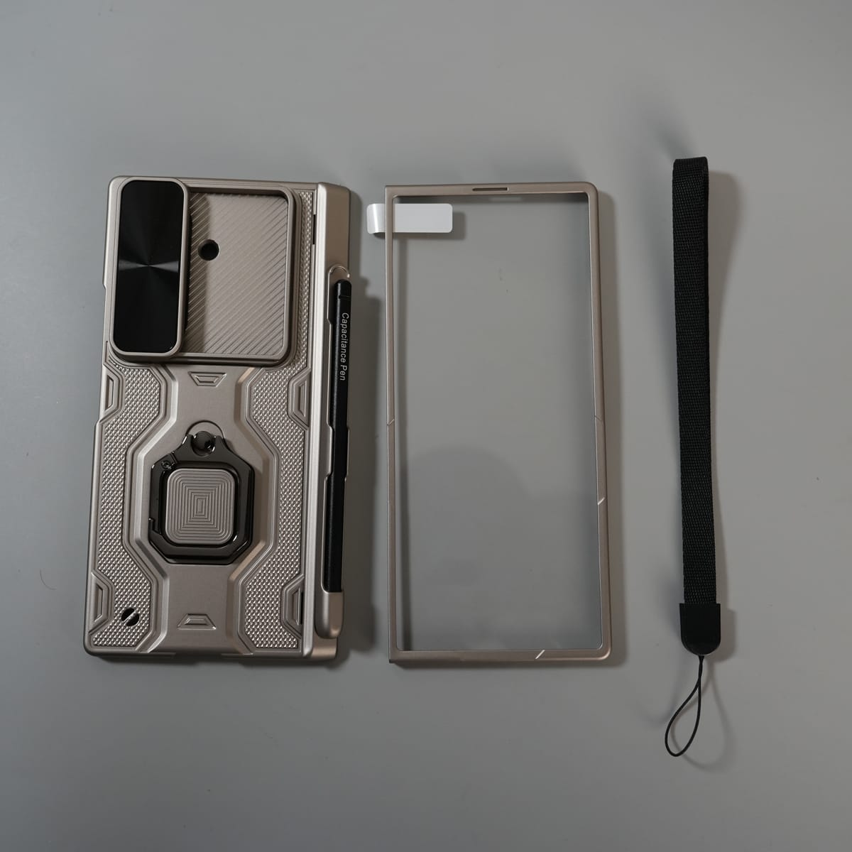 Galaxy Z Fold 7 Full Protection Armor Case with Front Glass, Camera Shutter, Kickstand & S Pen Cover