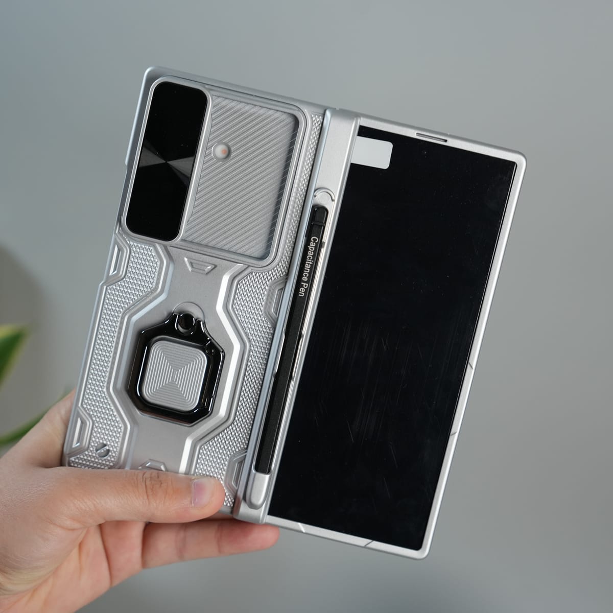 Galaxy Z Fold 7 Full Protection Armor Case with Front Glass, Camera Shutter, Kickstand & S Pen Cover