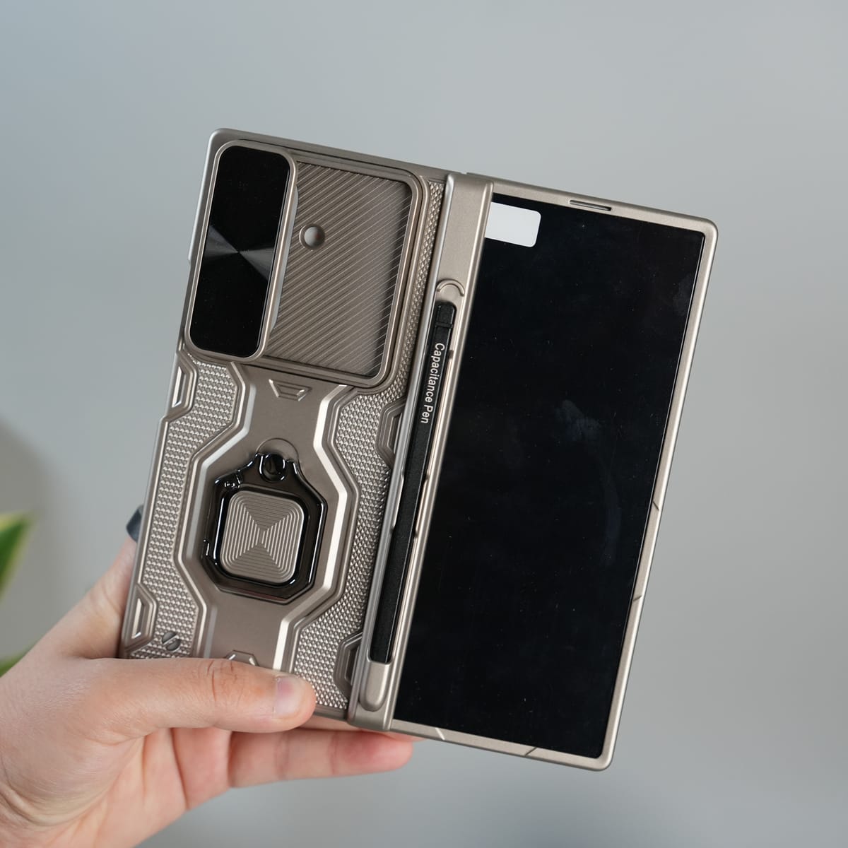 Galaxy Z Fold 7 Full Protection Armor Case with Front Glass, Camera Shutter, Kickstand & S Pen Cover