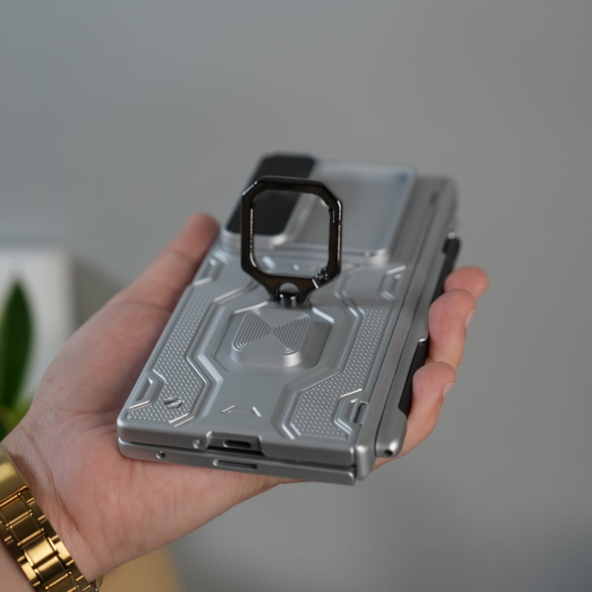 Galaxy Z Fold 7 Full Protection Armor Case with Front Glass, Camera Shutter, Kickstand & S Pen Cover
