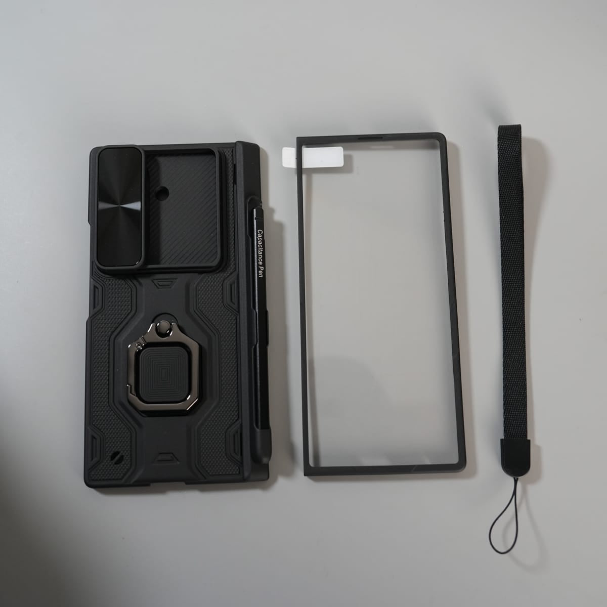 Galaxy Z Fold 7 Full Protection Armor Case with Front Glass, Camera Shutter, Kickstand & S Pen Cover