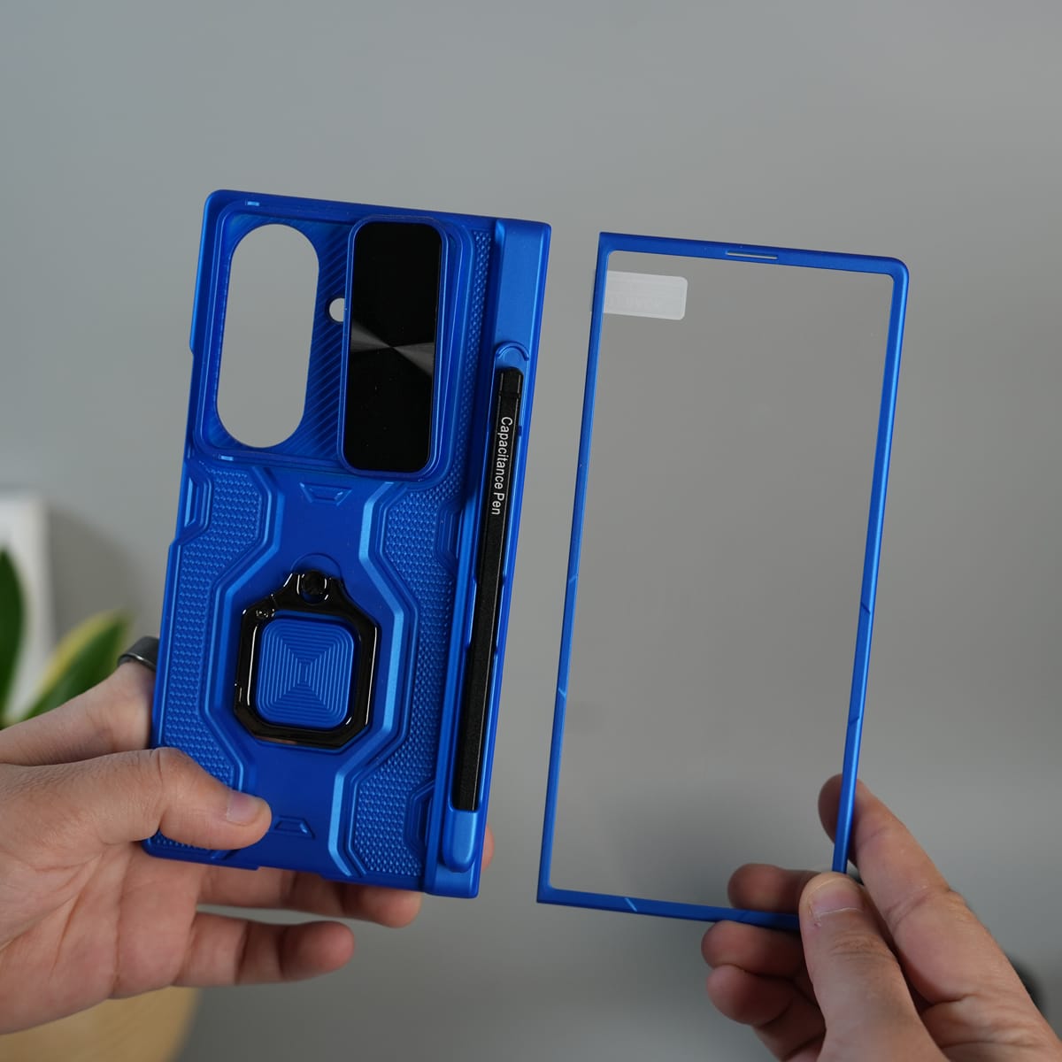 Galaxy Z Fold 7 Full Protection Armor Case with Front Glass, Camera Shutter, Kickstand & S Pen Cover