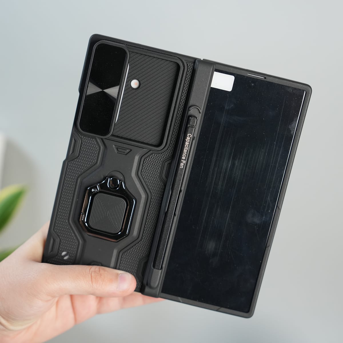 Galaxy Z Fold 7 Full Protection Armor Case with Front Glass, Camera Shutter, Kickstand & S Pen Cover