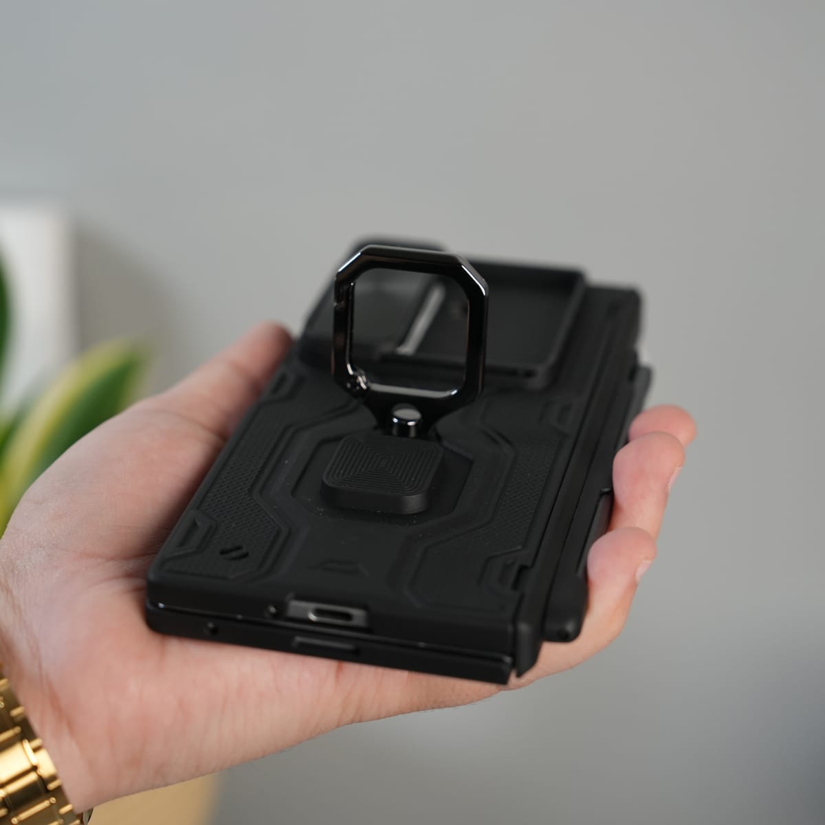 Galaxy Z Fold 7 Full Protection Armor Case with Front Glass, Camera Shutter, Kickstand & S Pen Cover