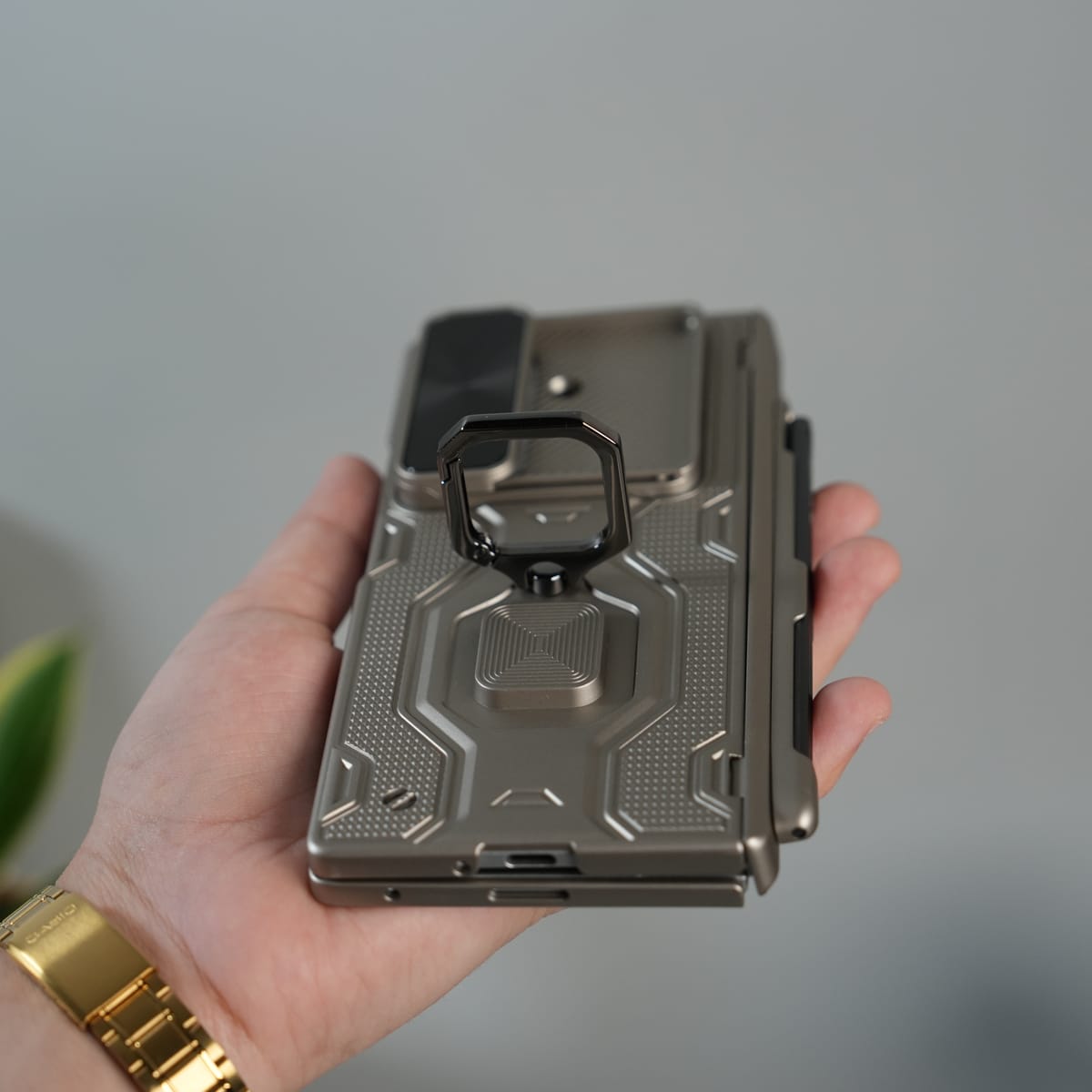 Galaxy Z Fold 7 Full Protection Armor Case with Front Glass, Camera Shutter, Kickstand & S Pen Cover