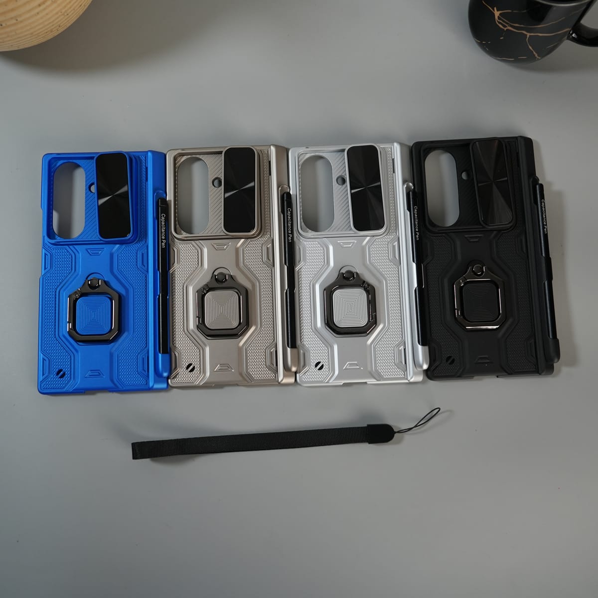 Galaxy Z Fold 7 Full Protection Armor Case with Front Glass, Camera Shutter, Kickstand & S Pen Cover