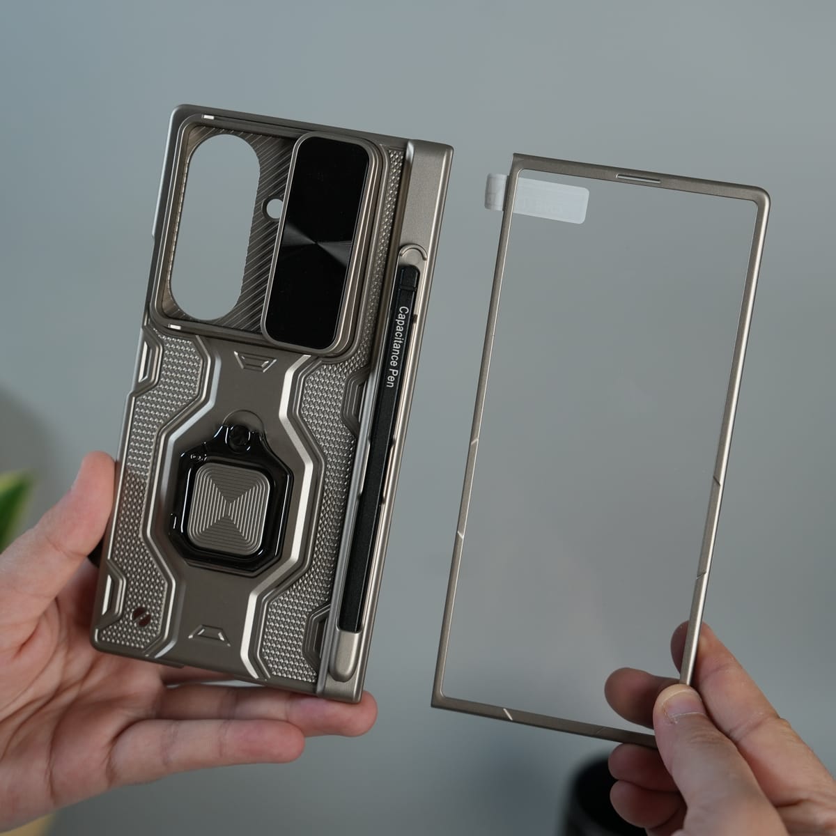 Galaxy Z Fold 7 Full Protection Armor Case with Front Glass, Camera Shutter, Kickstand & S Pen Cover