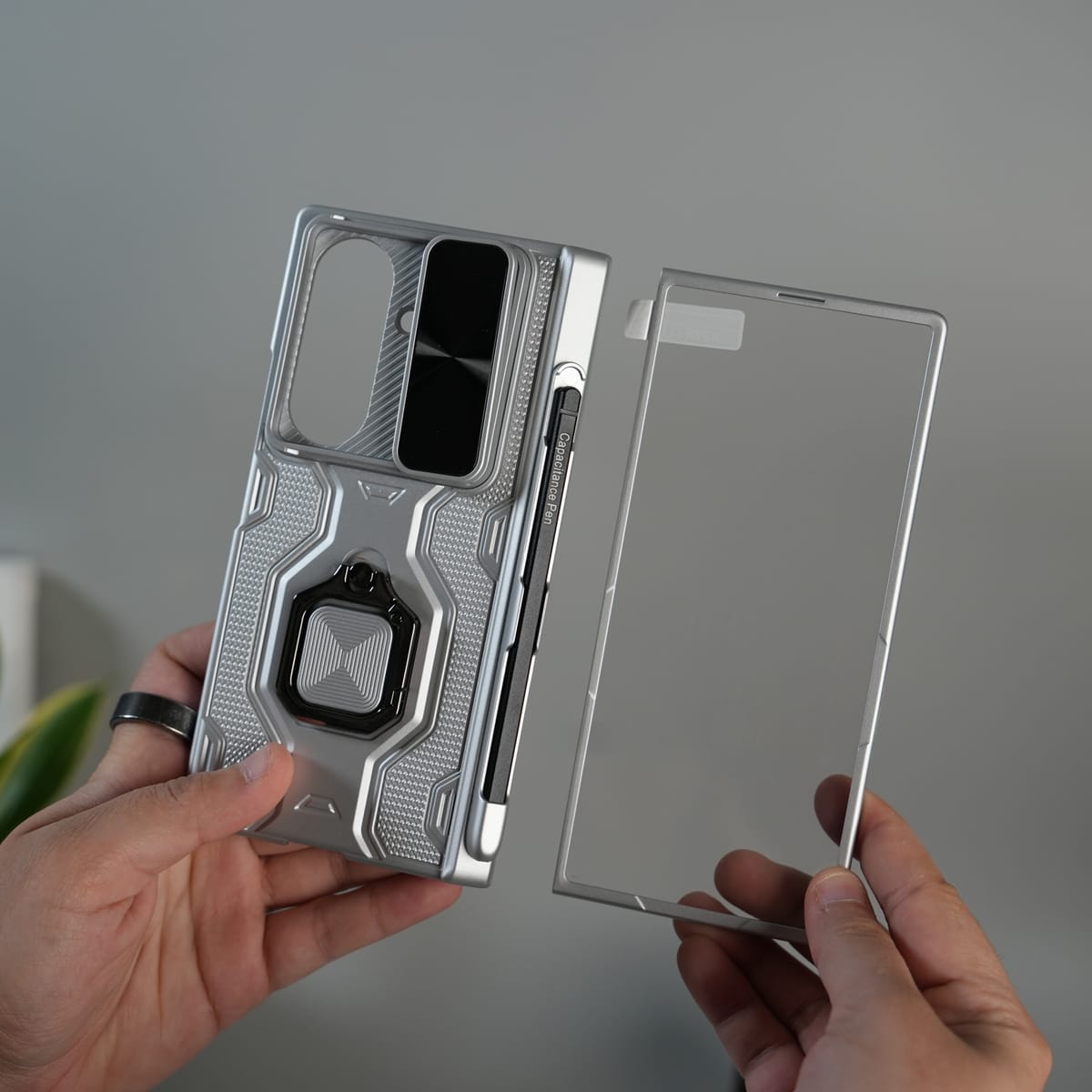 Galaxy Z Fold 7 Full Protection Armor Case with Front Glass, Camera Shutter, Kickstand & S Pen Cover