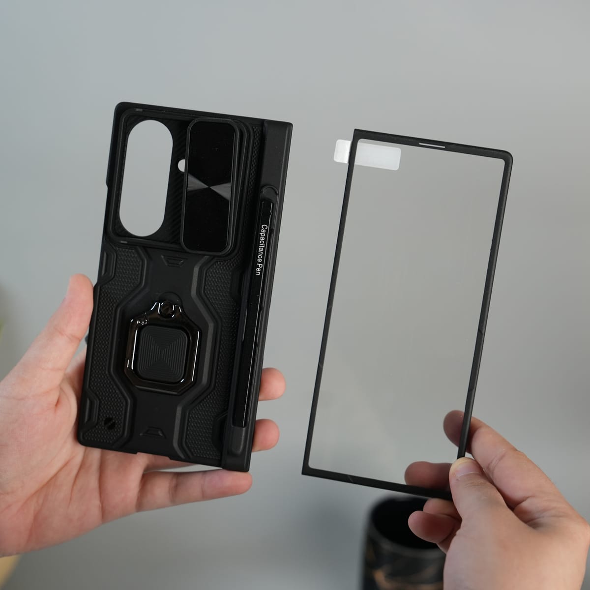 Galaxy Z Fold 7 Full Protection Armor Case with Front Glass, Camera Shutter, Kickstand & S Pen Cover