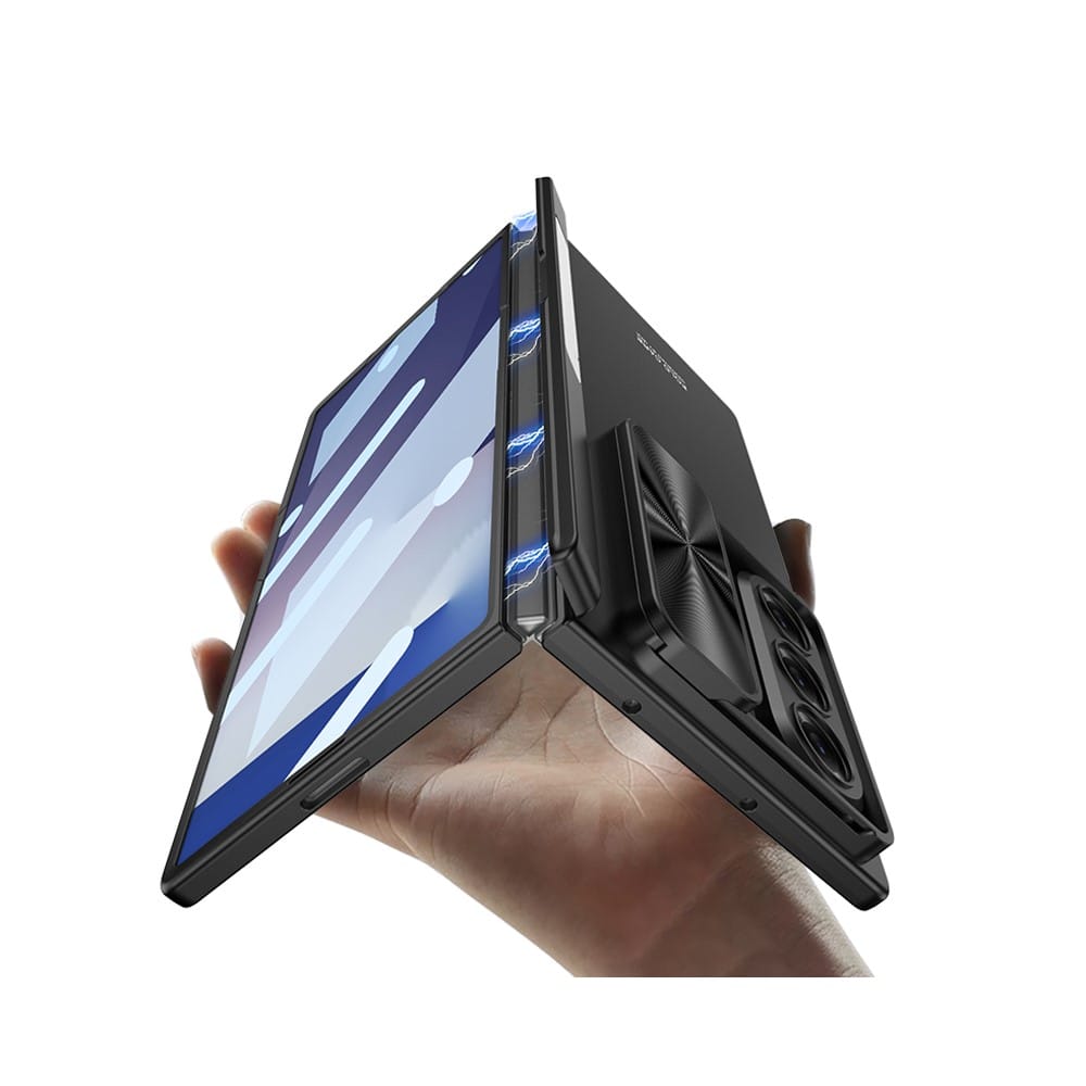 Galaxy Z Fold 7 GKK Kickstand Slide Camera Lid Folding PC Phone Cover with Tempered Glass Screen Film