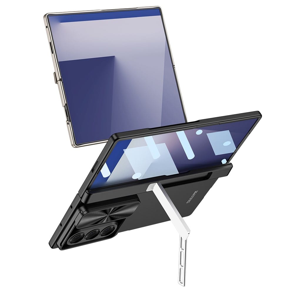 Galaxy Z Fold 7 GKK Kickstand Slide Camera Lid Folding PC Phone Cover with Tempered Glass Screen Film