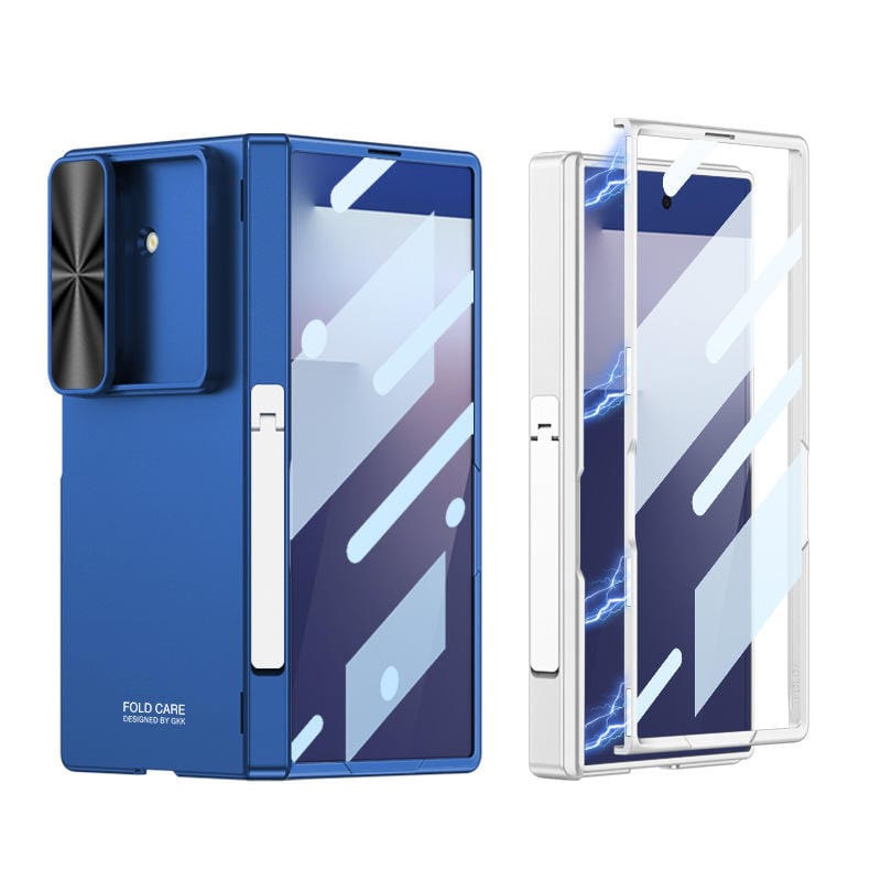 Galaxy Z Fold 7 GKK Kickstand Slide Camera Lid Folding PC Phone Cover with Tempered Glass Screen Film