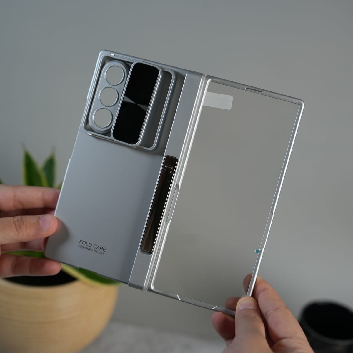 Galaxy Z Fold 7 GKK Kickstand Slide Camera Lid Folding PC Phone Cover with Tempered Glass Screen Film