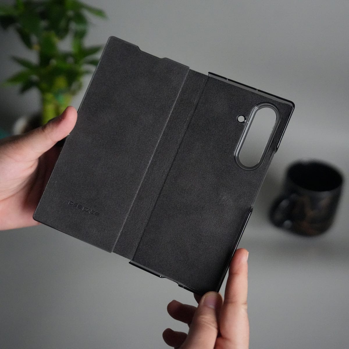 Galaxy Z Fold 6 Luxury Leather Rotating Ring Stand Case