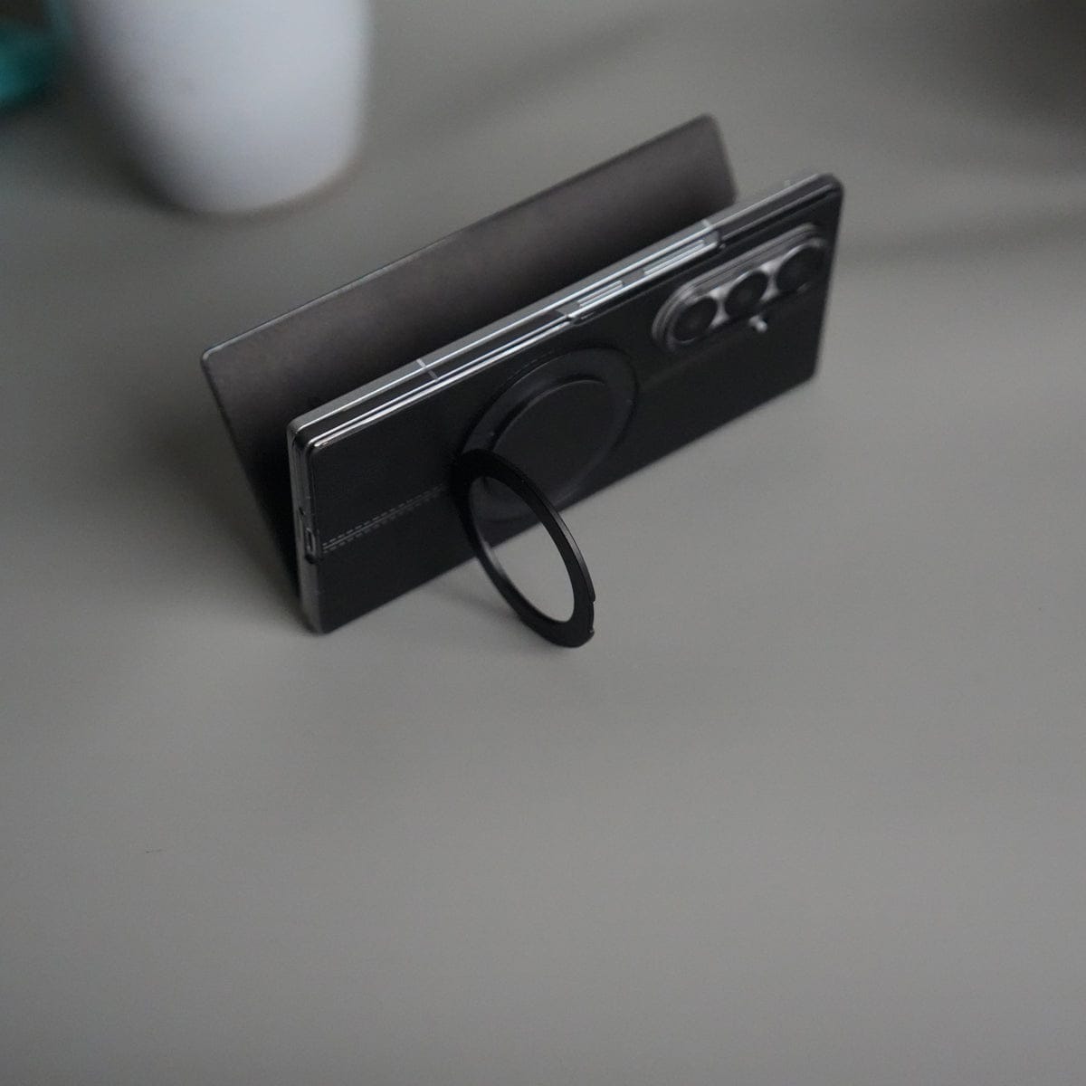 Galaxy Z Fold 6 Luxury Leather Rotating Ring Stand Case