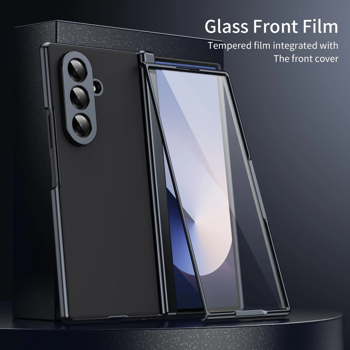 Galaxy Z Fold 7 Luxury Plating Hinge Phone Case Front Glass Protective Film Matte PC Cover