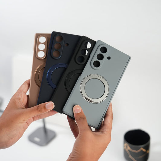 Galaxy Z Fold 6 Matte MagSafe Case with 360° Rotating Stand & Hinge Protection